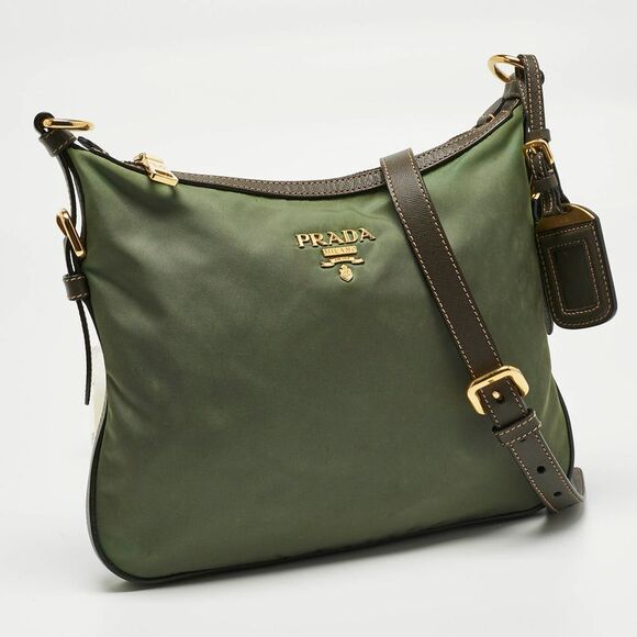Prada Green/brown Nylon Flat Messenger Bag - Picture 3 of 7